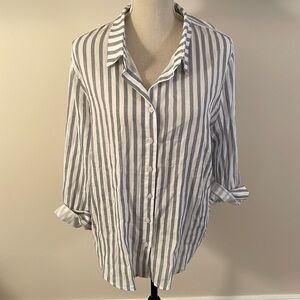Edit by Nine Oversized Striped Button Down Shirt Large